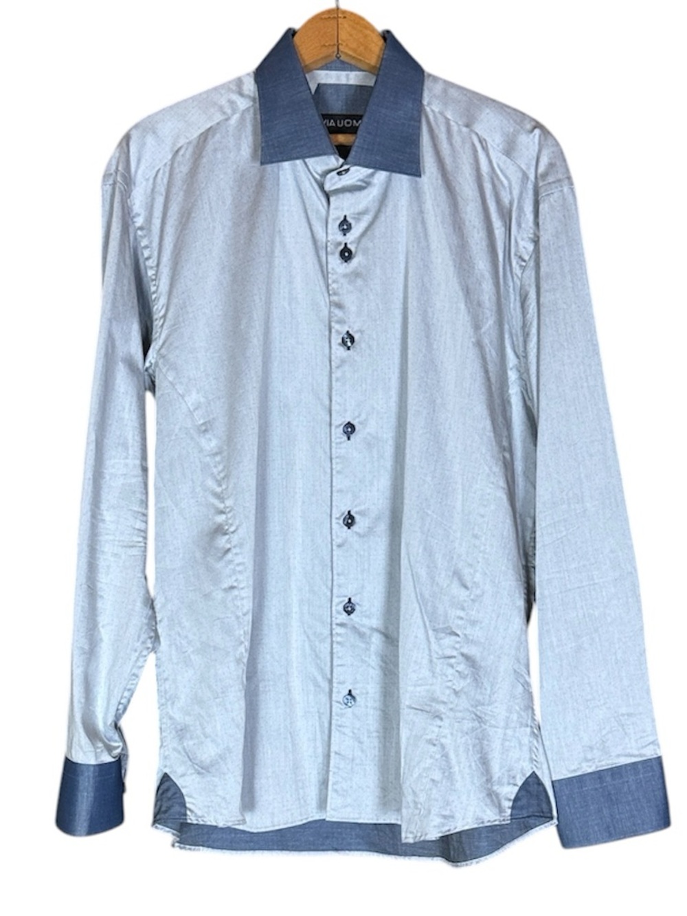 Via Uomo soft cotton sateen dress shirt with contrast collar and cuffs Size XL